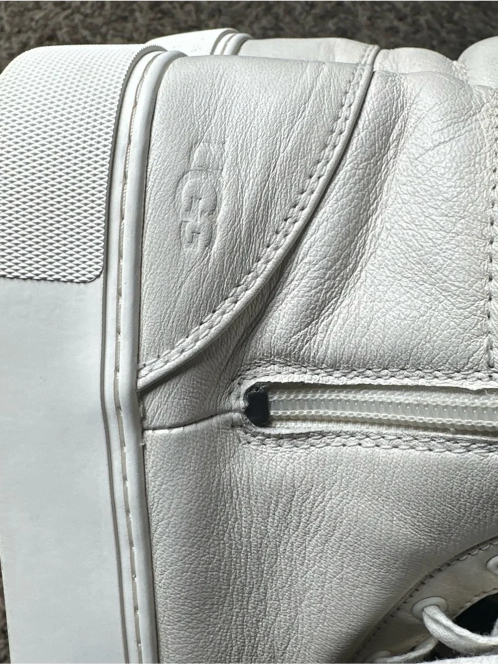 UGG Women's High-Top Lace-Up Sneakers in White With Side Zipper Size 8.5